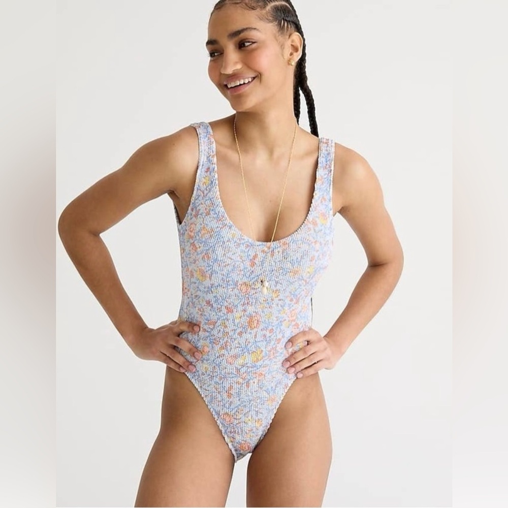 J. CREW Scrunchie Classic Scoopneck One-Piece in Afternoon Floral
